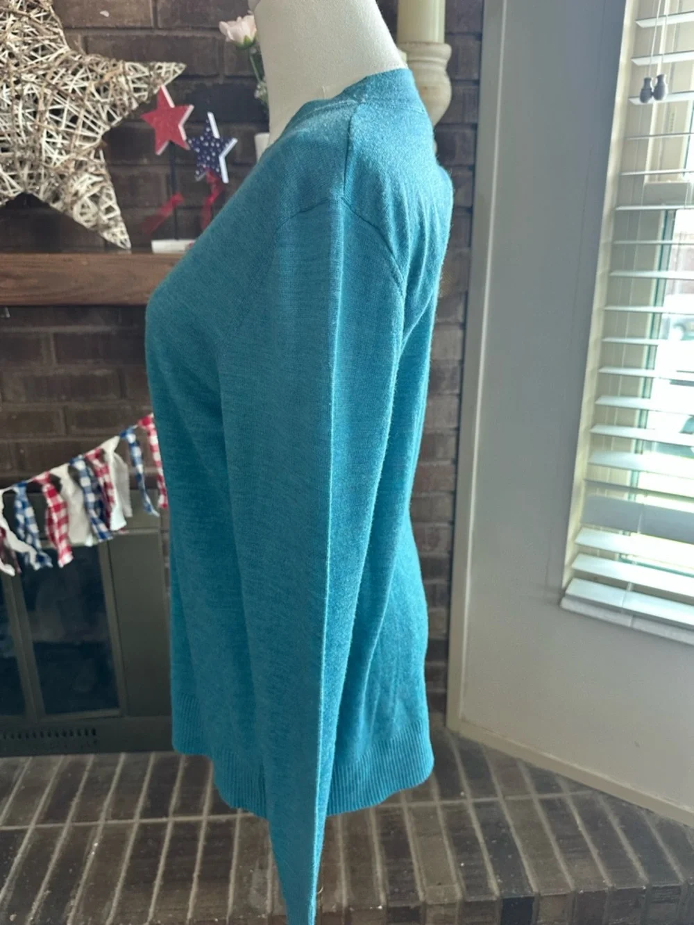 Tory Burch Teal 100% Merino Wool Simone Cardigan L Like New Quiet Luxury